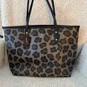 Coach Leopard/Ocelot Print Tote Bag - Grey, Brown and Black